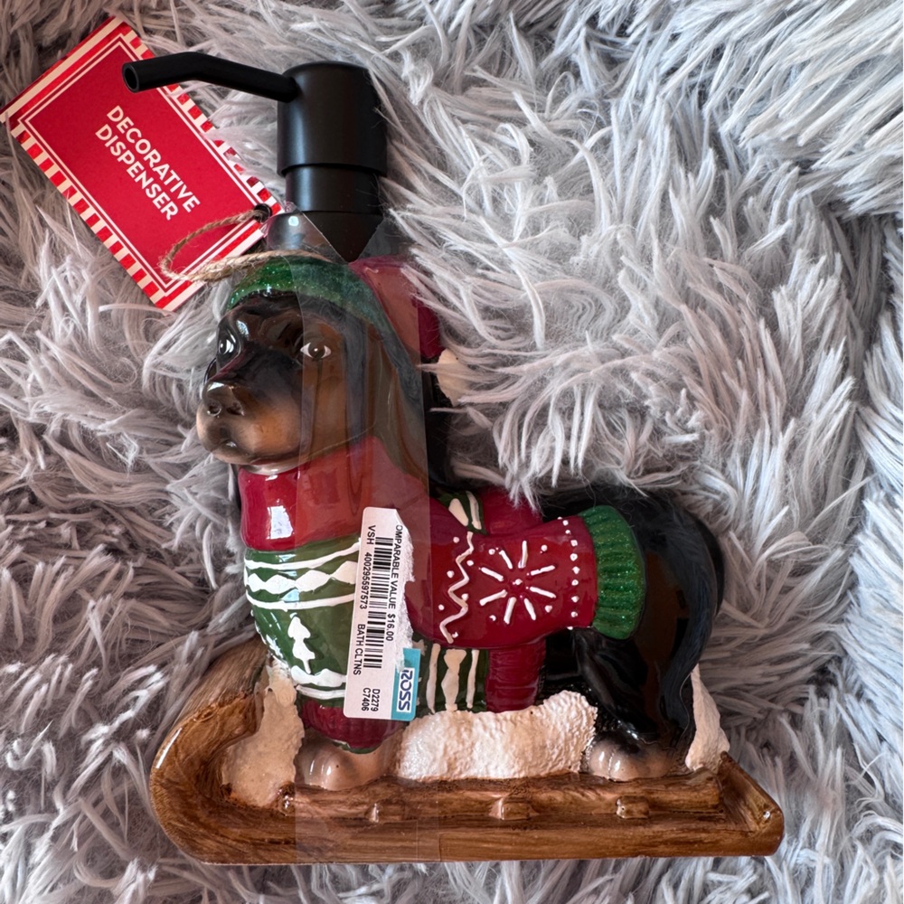 Decorative Bear Soap Dispenser - Red and Green